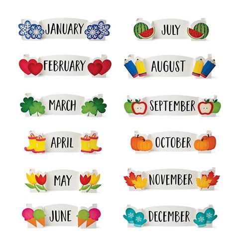 This 12 Piece Pop It Months Of The Year Mini Bulletin Board Features