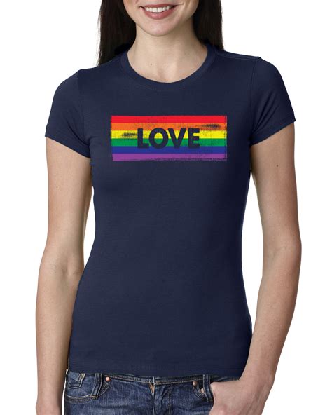 Lesbian Lgbt Love Pride Flag Womens Slim Fit Junior Tee Ebay