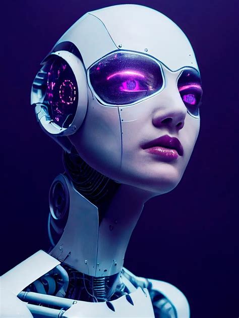 Portrait Of A Futuristic Female Robot Female Robot Cyberpunk Female
