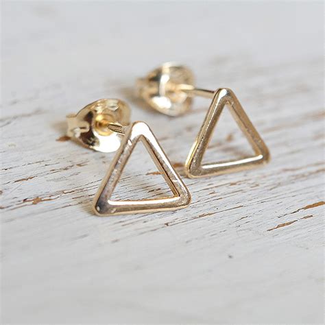 Triangle Gold Earrings Stud K Gold Plated Geometric Jewelry For Men