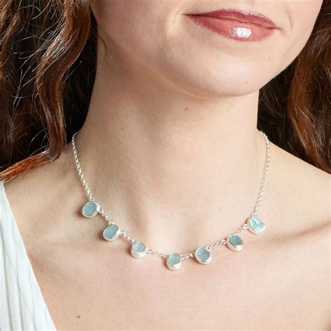 Aquamarine Gemstone Handmade Sterling Silver Ladies Necklace