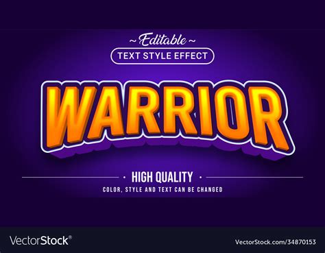 Warrior Text Effect Editable Text Effect Vector Image