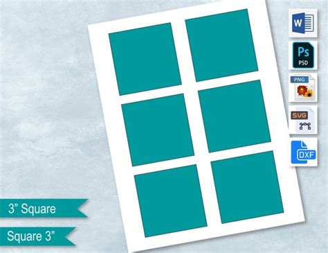 3 Inch Square Blank Template 76 Mm Square Sticker Collage Etsy