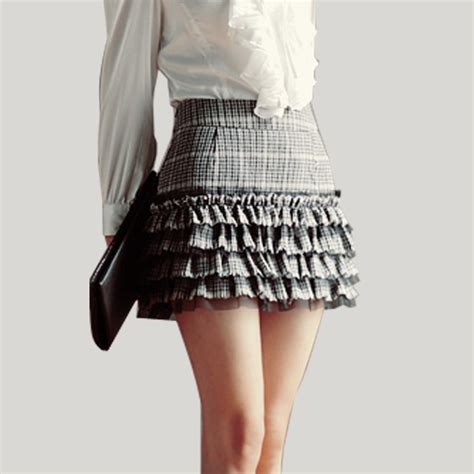 bust skirt summer plaid lace layered dress short skirt ruffle short skirt lace skirt in skirts