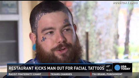 Man With Face Tattoo Of Moms Name Booted By Restaurant Youtube