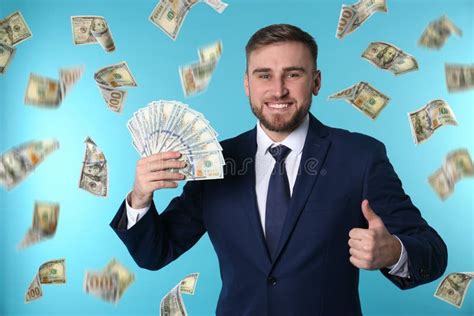 Portrait Of Happy Young Businessman With Money Stock Image Image Of
