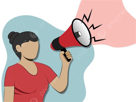 Woman Speaking Into A Megaphone Calling Volume Speech Vintage Png