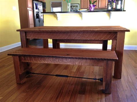 Gather friends and family around this beautiful, solid oak dining table. Reclaimed Oak Dining Table & Benches - CZ Woodworking