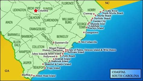 Map Of Coastal South Carolina World Map