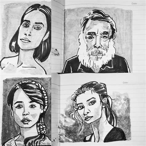 Sketchbook Pages Portraits Study Faces Sketchbook Ink Sketches