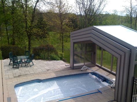 Covers for new pool construction. Retractable Pool Enclosure Open - Modern - Pool - other ...