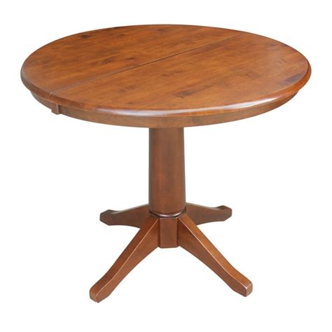 36 Round Pedestal Dining Table With 12 Leaf Espresso