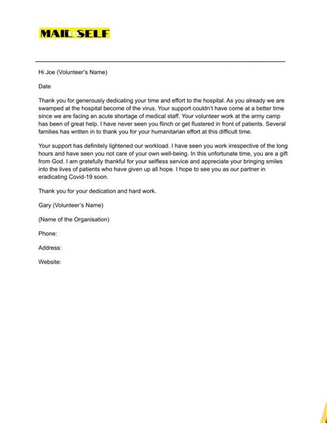 Thank You Letter For Volunteering How To Templates And Examples Mail