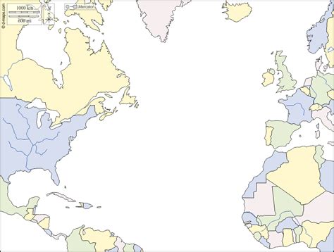 Atlantique Nord Carte Géographique Gratuite Carte Géographique Muette