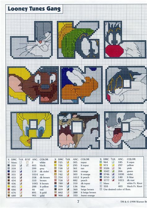 Baby wile e coyote looney tunes on the cloud cross stitch patterns free. Cross stitch alphabet with Looney Tunes characters very ...