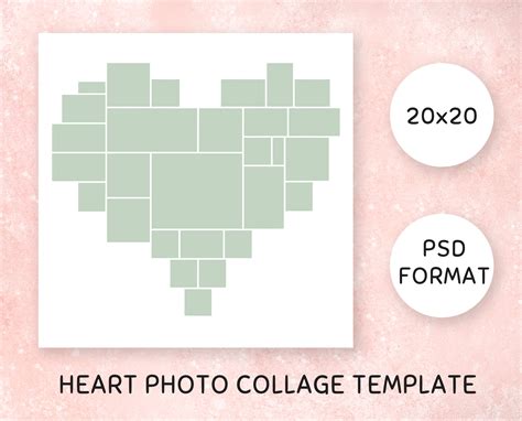 Heart Photo Collage Blog Template Heart Collage Template Etsy