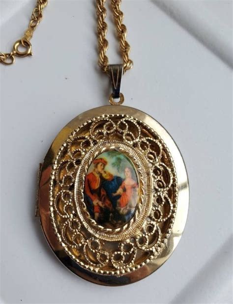 Antique Cameo Large Locket Necklace Lockets For Women Two Etsy
