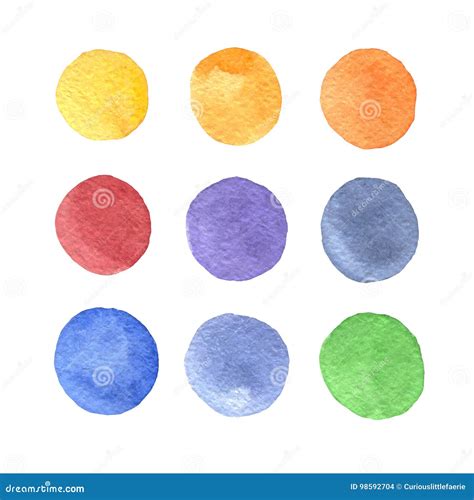 Vector Set Of Hand Painted Circles Of Different Colors Stock Vector