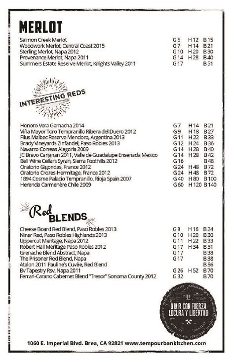 Tempo urban kitchen brea photos •. Tempo Menu | OC Restaurant Guides