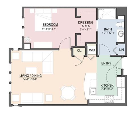 1.2.2 how to draw a floor plan. One-Bedroom Open Floor Plans | View Floor Plan | Download ...