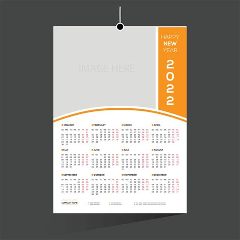 Orange Colored 12 Month 2022 Calendar Design 3202154 Vector Art At Vecteezy