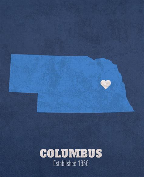 Columbus Nebraska City Map Founded 1856 Creighton University Color