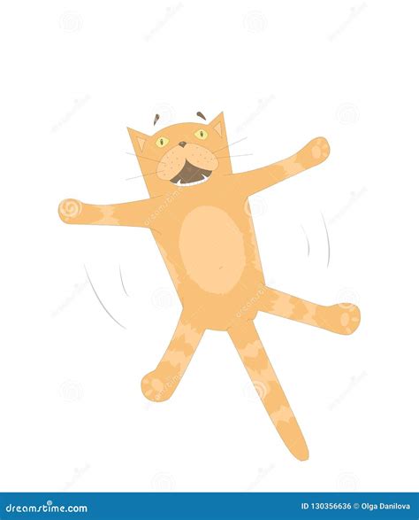 Ginger Cat Falling Down Jumpingflying In The Air With Expression Of