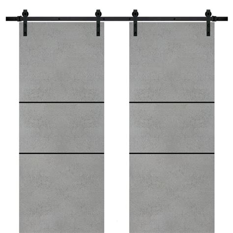 Sturdy Double Barn Door 60 X 80 Inches With Planum 0014 Concrete With