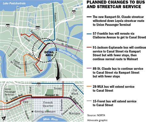 New Orleans Streetcar Route Map State Coastal Towns Map