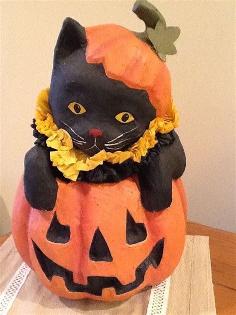 Huge Black Cat In Pumpkin Jack O Lantern Halloween By Bethany Lowe