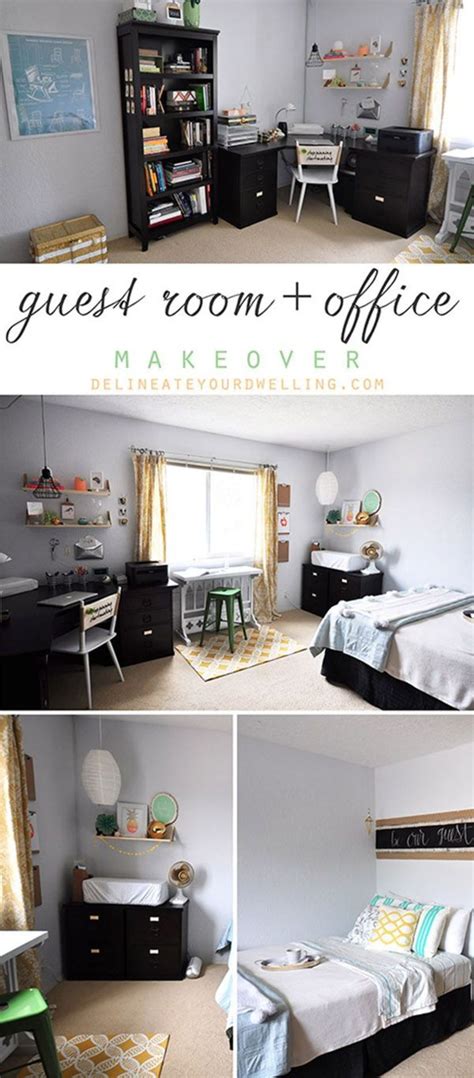 Our home office guest room is in a small space, only about 10×12, so we knew we'd have to find just the right furniture to make it work. Guest Room + Office Makeover Reveal, Overview | Guest room ...
