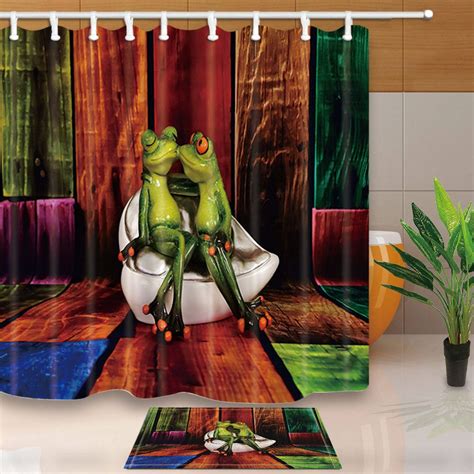 New And High Quality Shower Curtains Frog Bathroom Curtains Creative Design Polyester Fabric