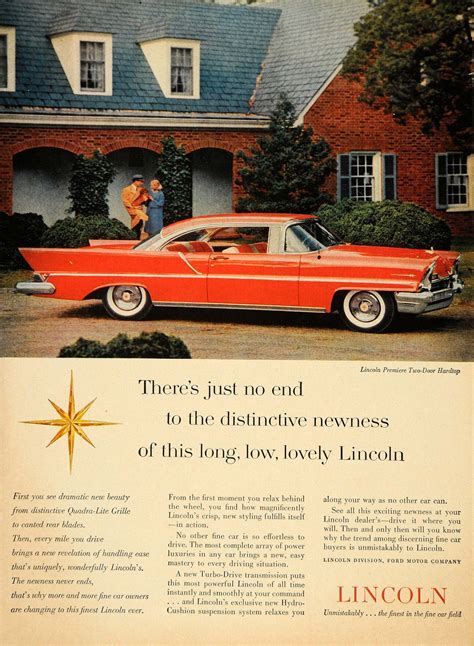 1957 Ad Lincoln Premiere Two Door Hardtop Convertible Original