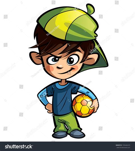 Cool Cartoon Boy Character Wearing Cap And Holding Soccer