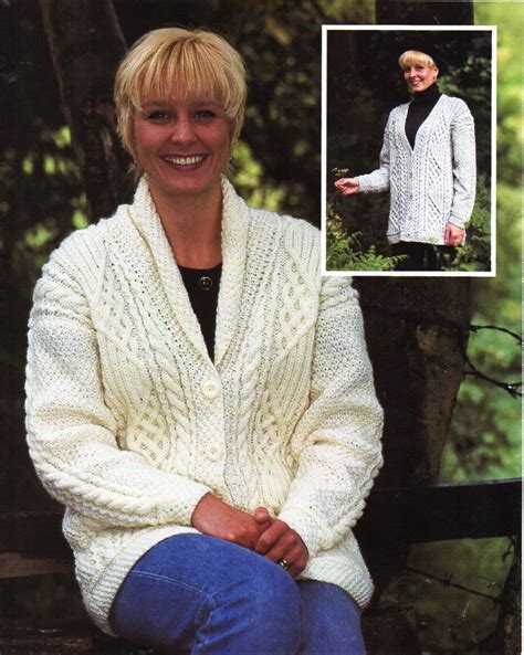 womens aran cardigan womens knitting pattern pdf download womens aran jacket… ladies cardigan