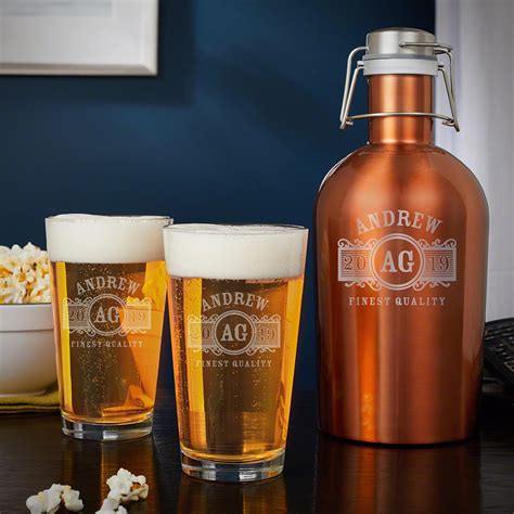 Marquee Engraved Growler And Pint Glass Beer T Set