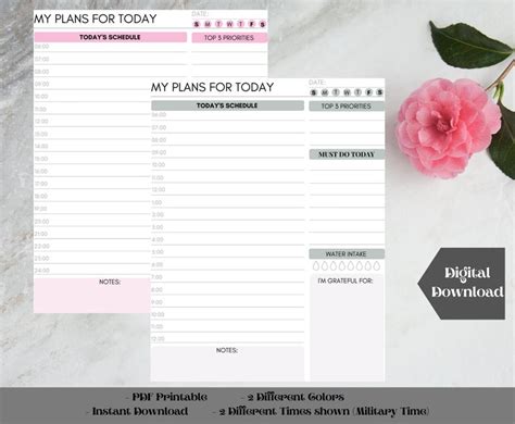 My Plans For Today Printable Daily Printable Day Schedule Etsy