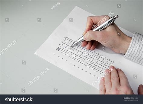 Hand Pen Filling Questionnaire Stock Photo 176826986 Shutterstock
