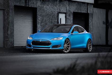 Breathtaking Blue Tesla Model S Enhanced With Beautiful Vossen Rims