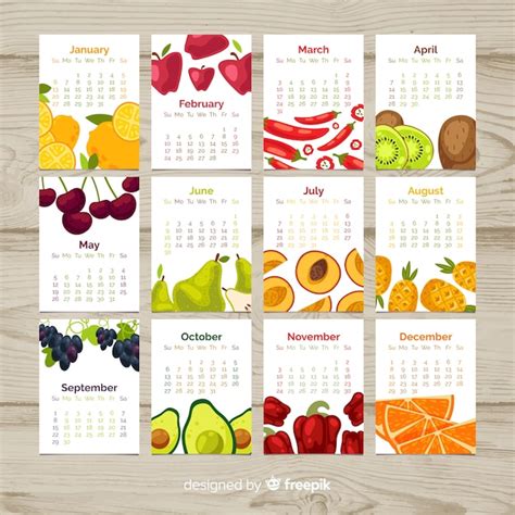 Calendario De Temporadas De Frutas Y Verduras Vector Gratis