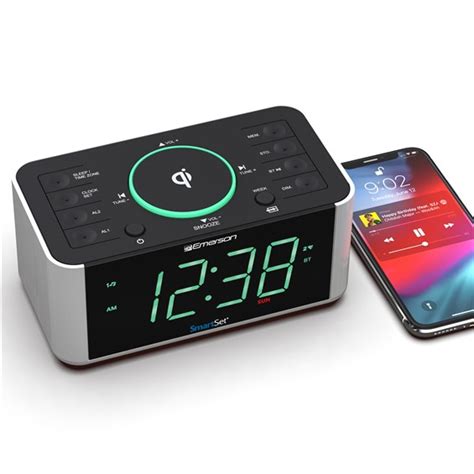 Wireless Charging Alarm Clock Radio with Bluetooth, USB Charger