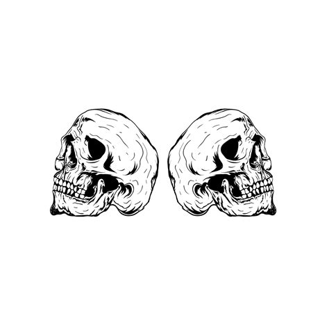 Two Head Skull Vector Line Art Skull Drawing Head Drawing Head