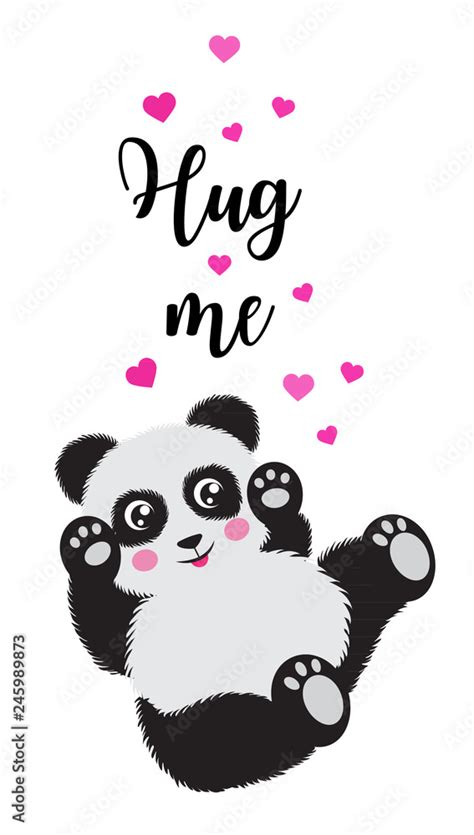 Cartoon Funny Cute Little Panda Hug Me Picture For Valentines Day