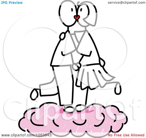 Royalty Free Vector Clip Art Illustration Of A Stick Couple Kissing On