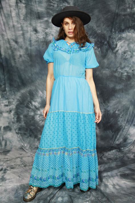 blue 70s maxi dress dresses images 2022