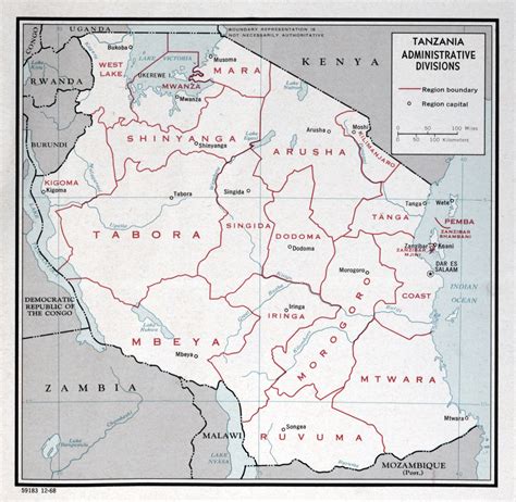 Large Detailed Administrative Divisions Map Of Tanzania 1968