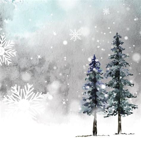 Winter Christmas Hand Painted Watercolor Card Stock Vector
