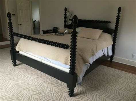 Modern 4 post metal canopy bed frame. Restoration Hardware Black Camden Spool King Size Poster ...