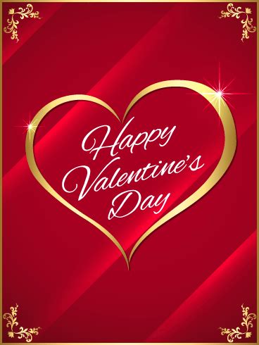 golden heart happy valentines day card birthday