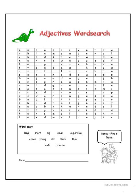 Adjectives Word Search Worksheet Free Esl Printable
